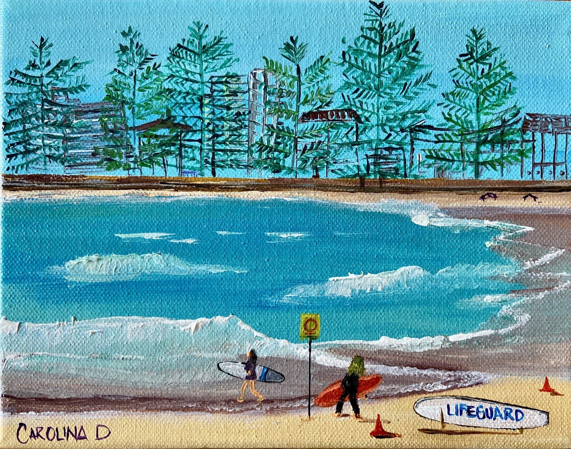 Iconic Manly Beach — Acrylic on canvas, 11 × 14 in