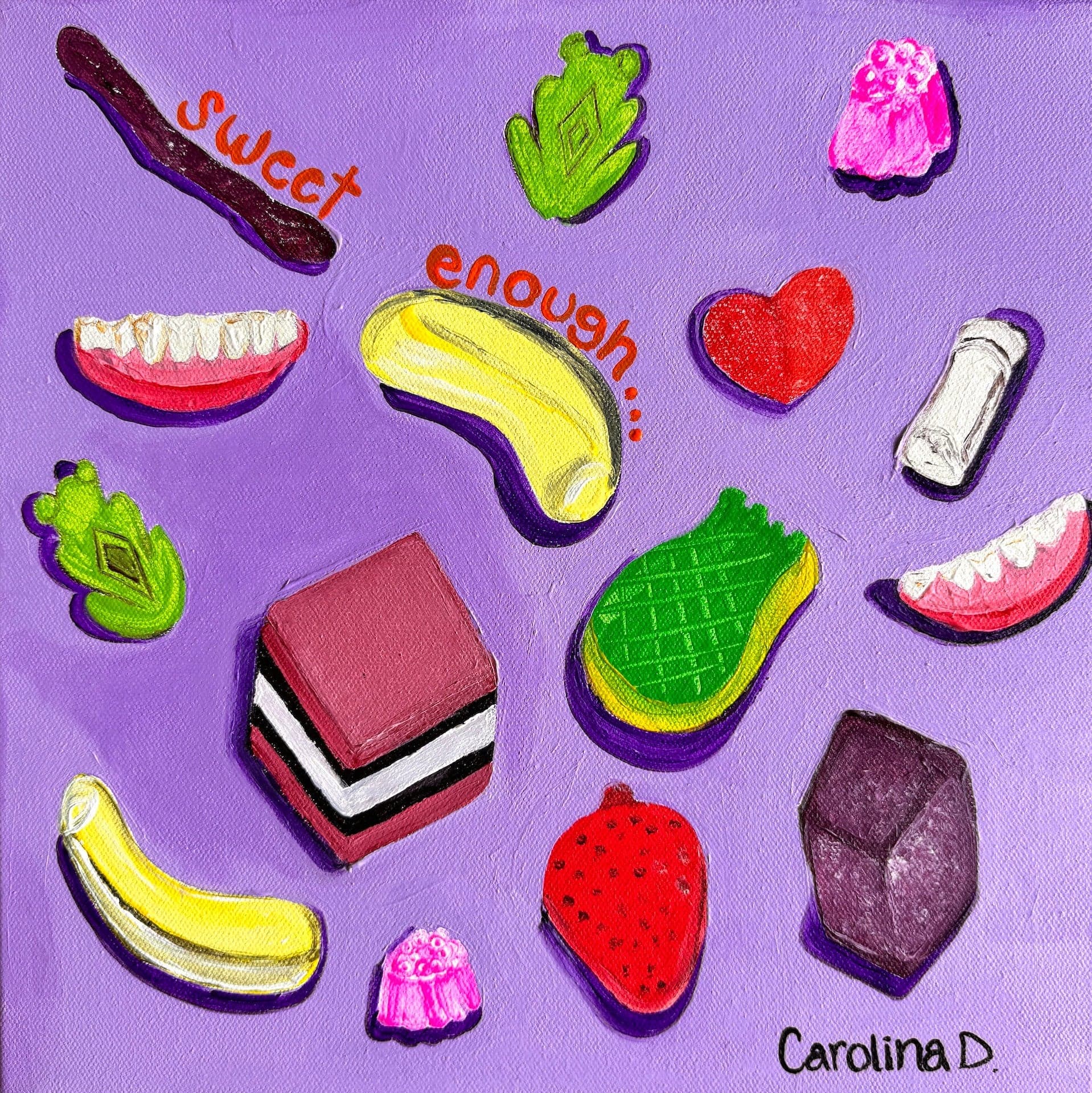 Sweet Enough — Acrylic on canvas, 12 × 12 in