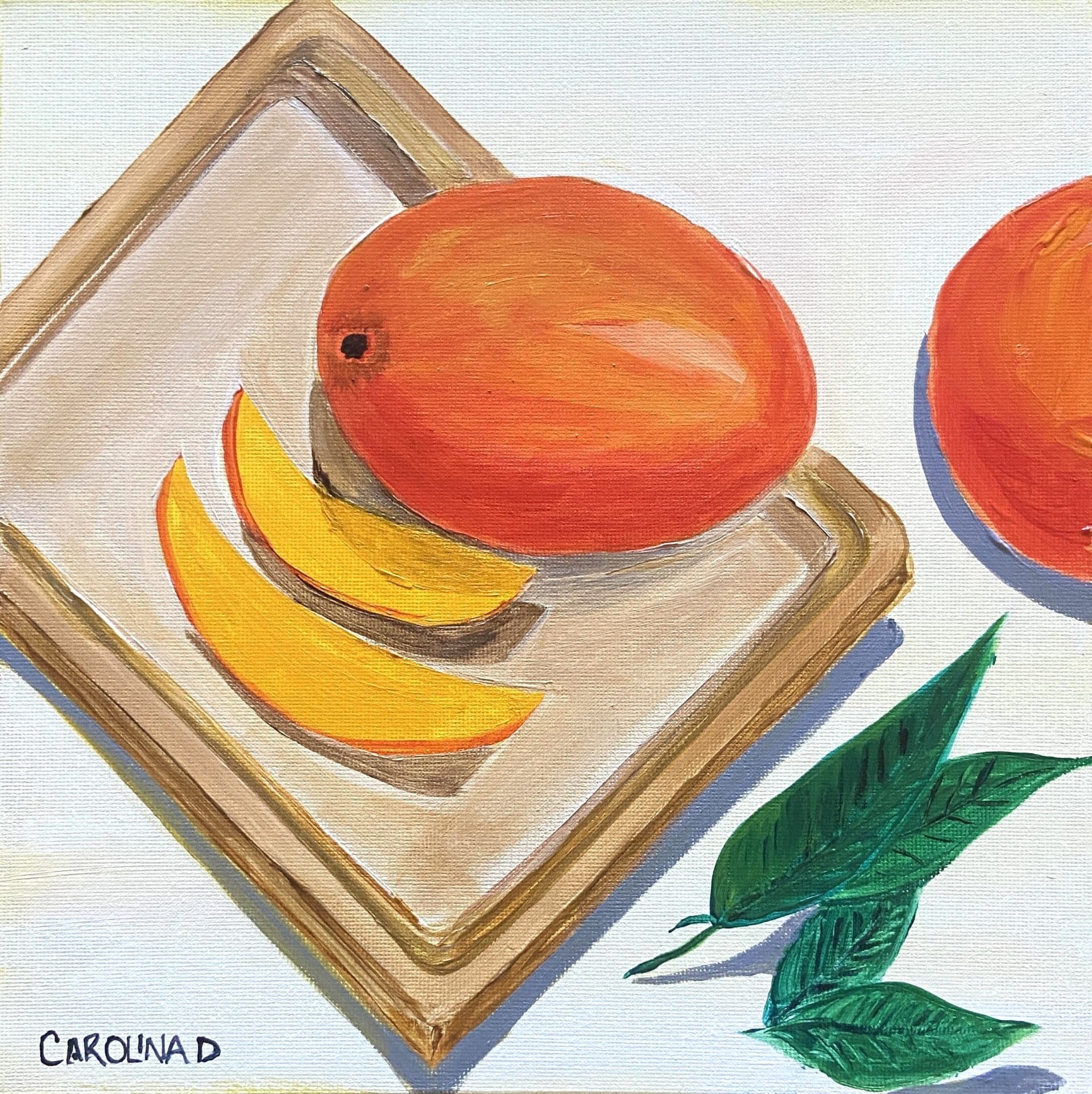 Mango Dulce — Acrylic on canvas, 10 × 10 in