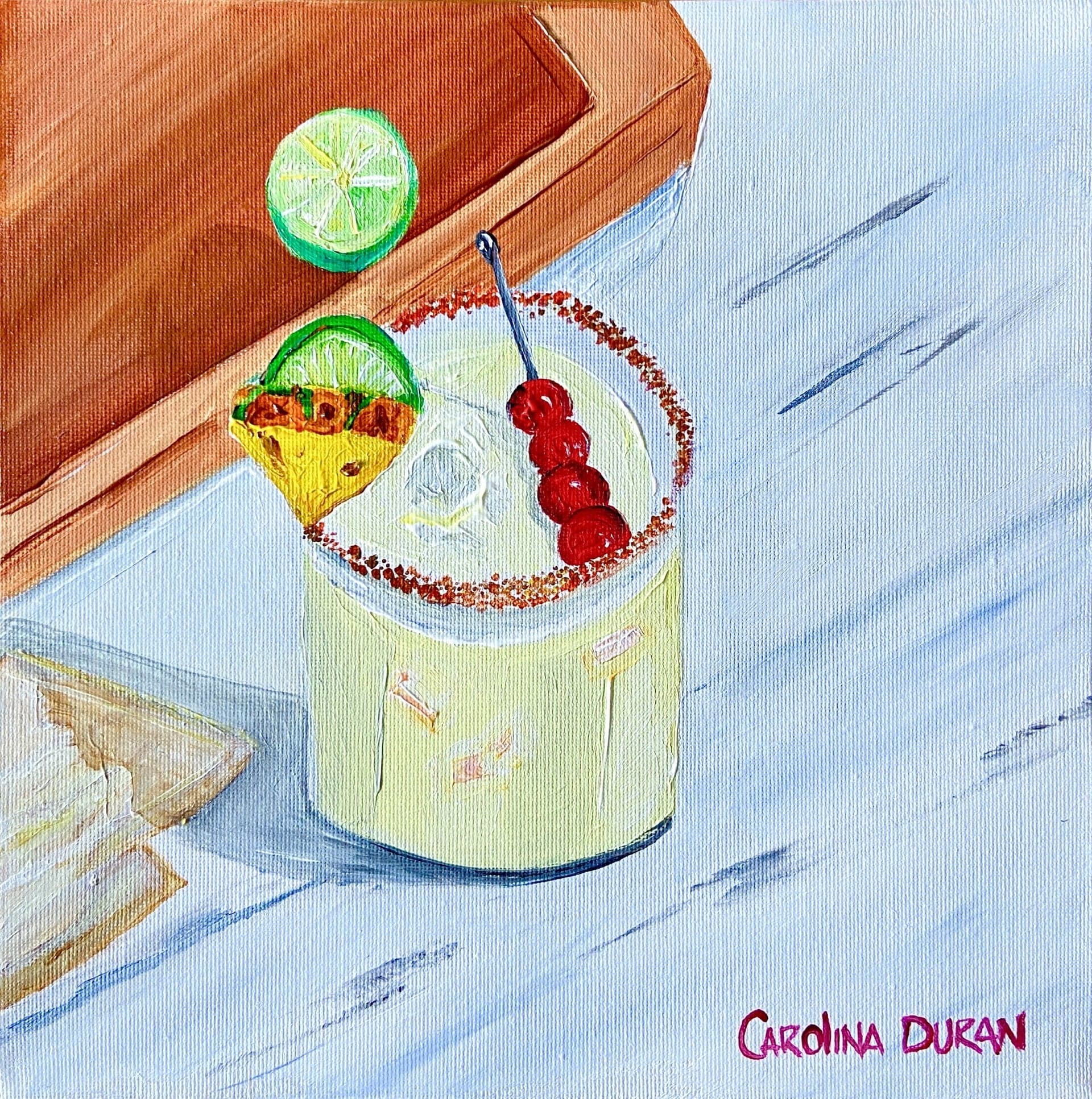 Piña Colada — Acrylic on canvas, 10 × 10 in